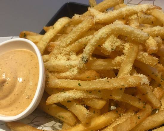 Order Garlic French Fries food online from Fine Line Desserts store, Fremont on bringmethat.com