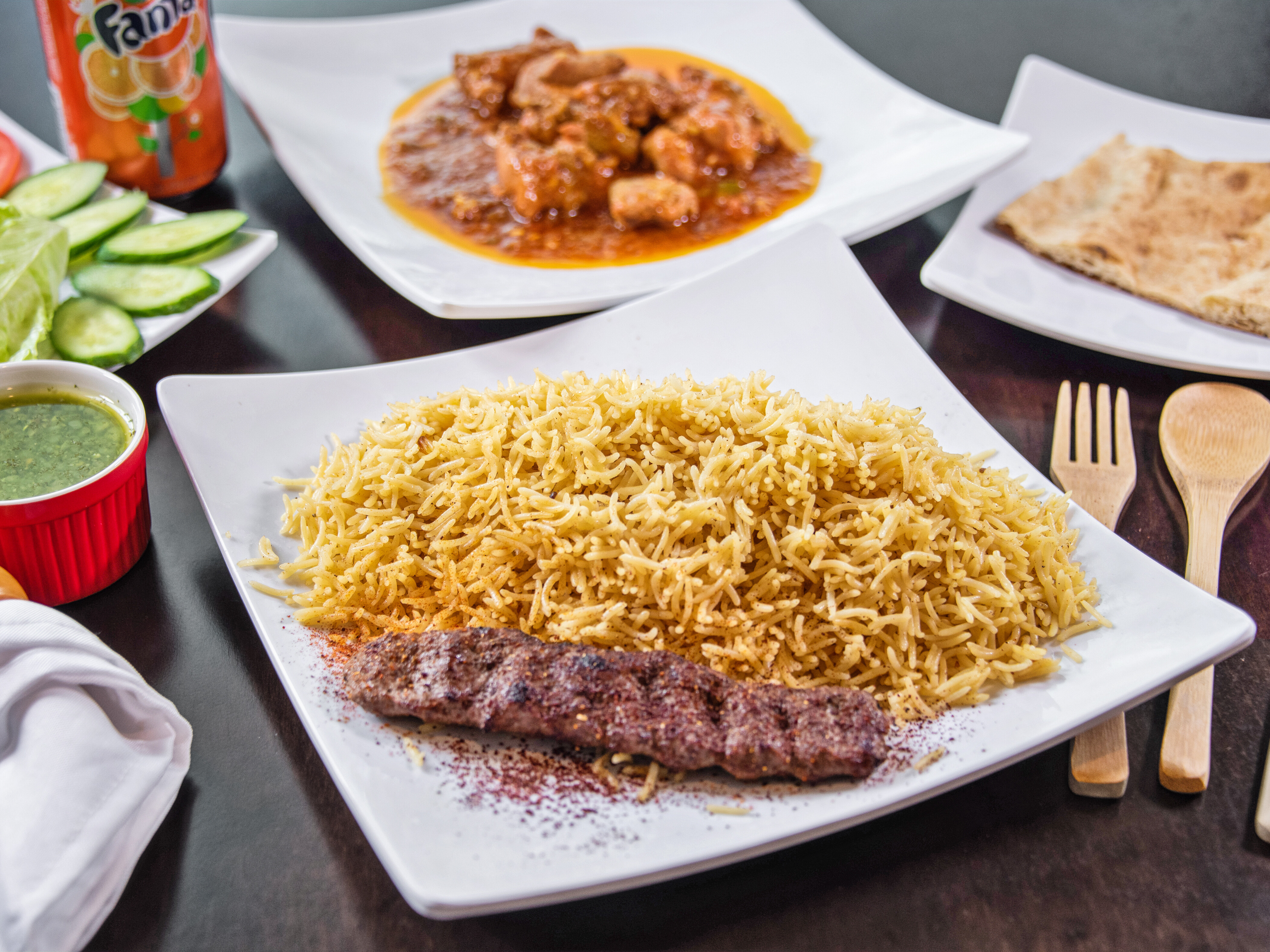 Order 1 Skewer Beef Shami and Chicken Curry food online from Kabul Kabob House store, El Cajon on bringmethat.com
