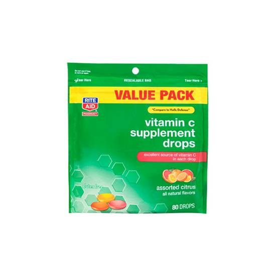 Order Rite Aid Vitamin C Drops Assorted Citrus Flavors (80 ct) food online from Rite Aid store, Plymouth on bringmethat.com