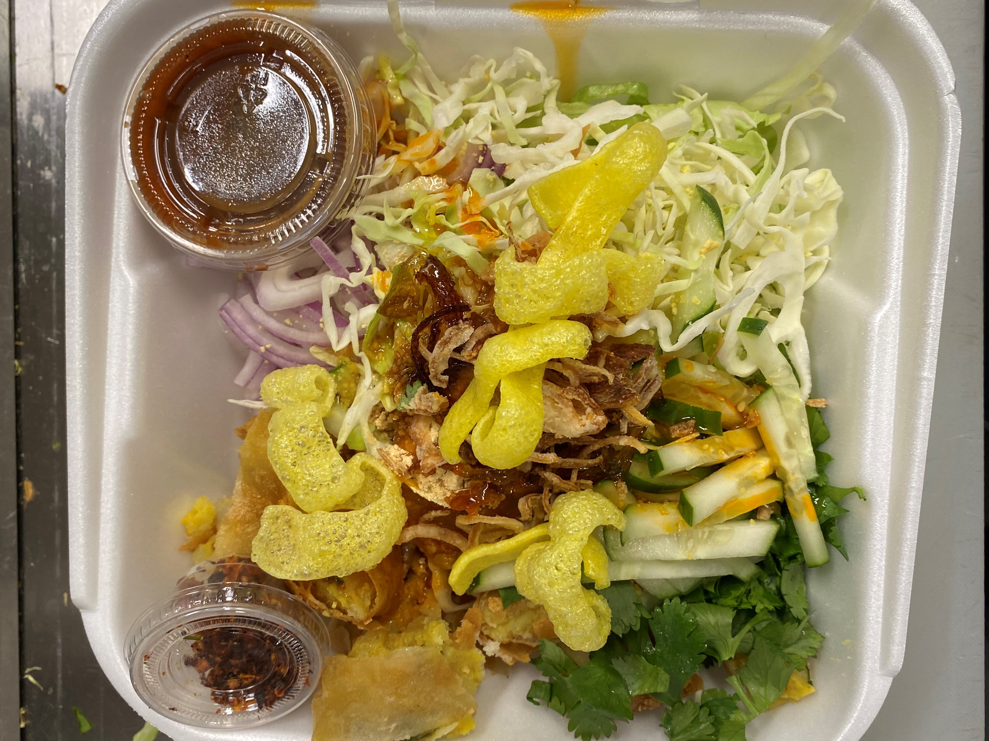 Order 15. Samosa Salad food online from Burma Bistro store, Santa Clara on bringmethat.com