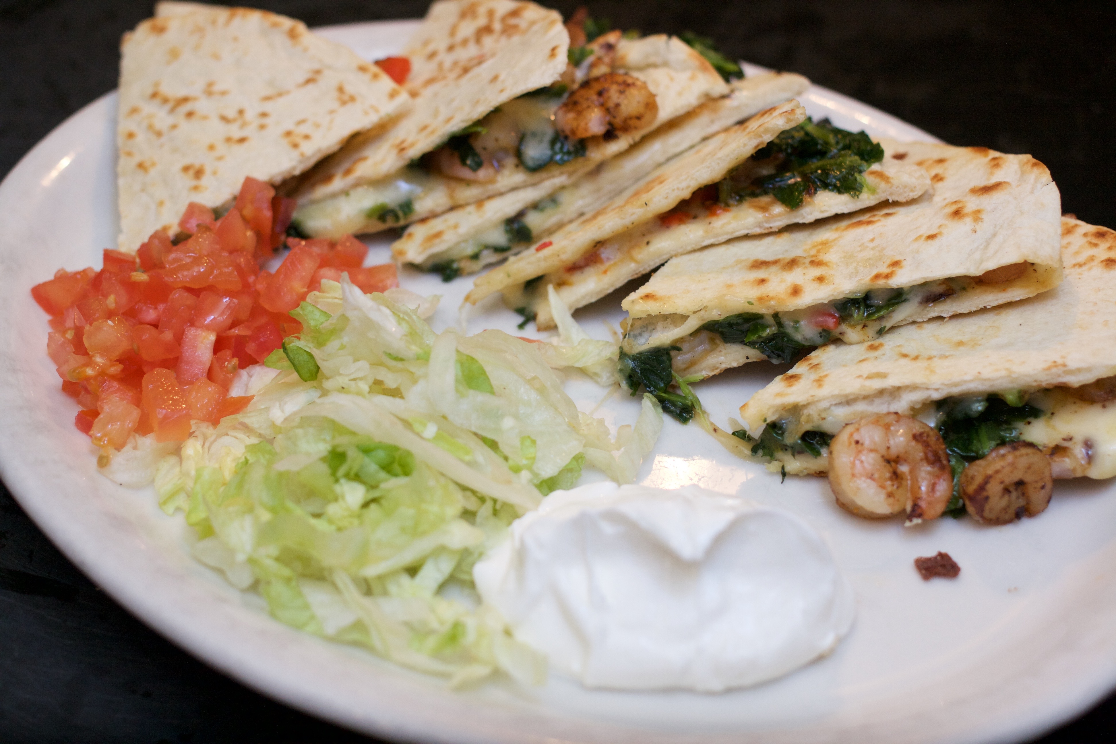 Order Shrimp & Spinach Quesadillas food online from Alamo Cafe store, San Antonio on bringmethat.com