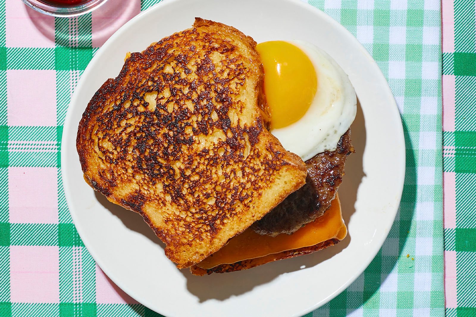 Order Le Sausage, Egg, and Cheese French Toast Sandwich food online from Toast store, Philadelphia on bringmethat.com