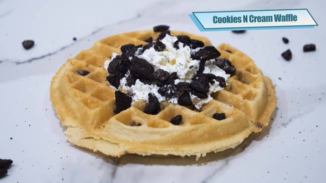 Order Cookies N Cream Waffle food online from Penelope's Coffee and Tea store, Foster City on bringmethat.com