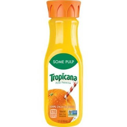 Order Tropicana Orange Juice Some Pulp (12 oz) food online from 7-Eleven By Reef store, Atlanta on bringmethat.com
