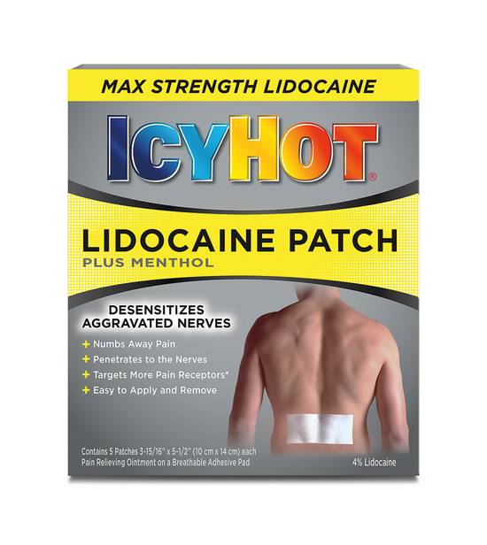 Order Icy Hot Lidocaine with Menthol Patch (5 ct) food online from Rite Aid store, Sandusky County on bringmethat.com