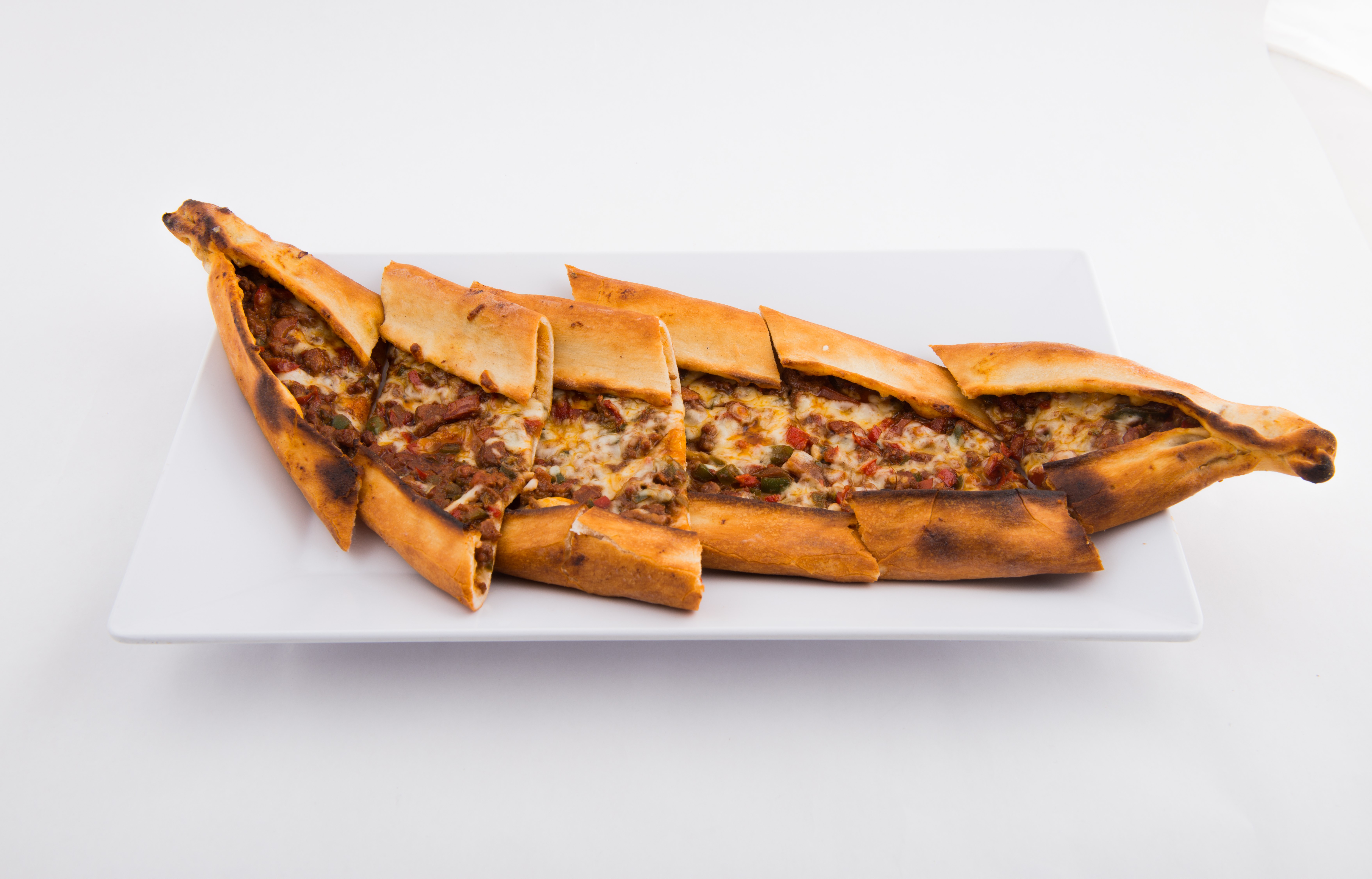 Order Meat Cubes with Cheese Pide food online from Mangal Kabob  store, Sunnyside on bringmethat.com