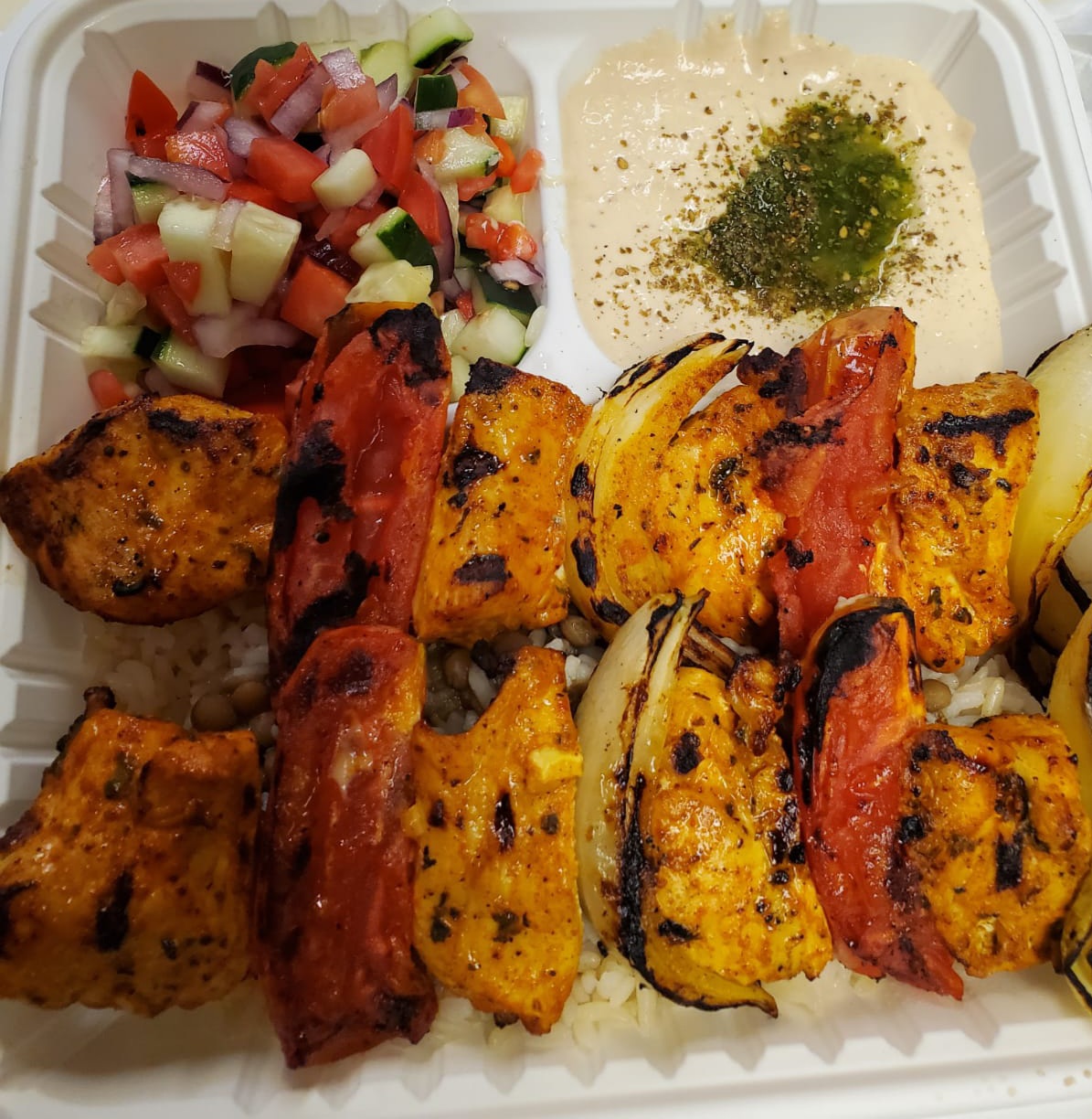 Order Chicken Kabob Plate food online from California Fresh Pizza store, Los Angeles on bringmethat.com