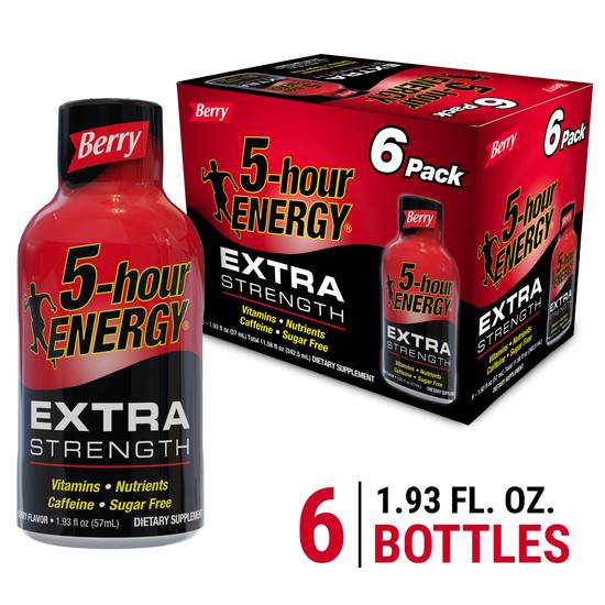 Order 5-hour Energy Shot Extra Strength Berry 1.93 oz - 6 pk (1.93 oz x 6 ct) food online from Rite Aid store, PITTSBURGH on bringmethat.com