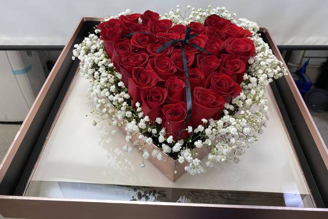 Order 24" Acrylic flower heart Box food online from Y.A.Z. Flowers And Balloons store, Berwyn on bringmethat.com
