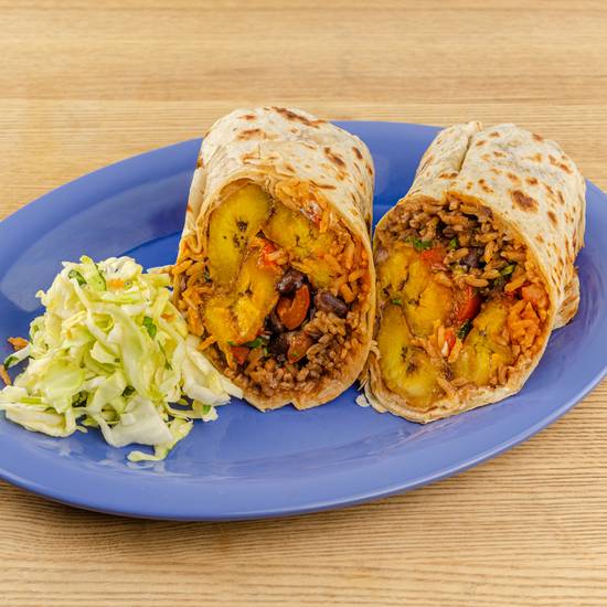 Order Fried Plantain & Black Bean Burrito food online from The Little Chihuahua store, San Francisco on bringmethat.com