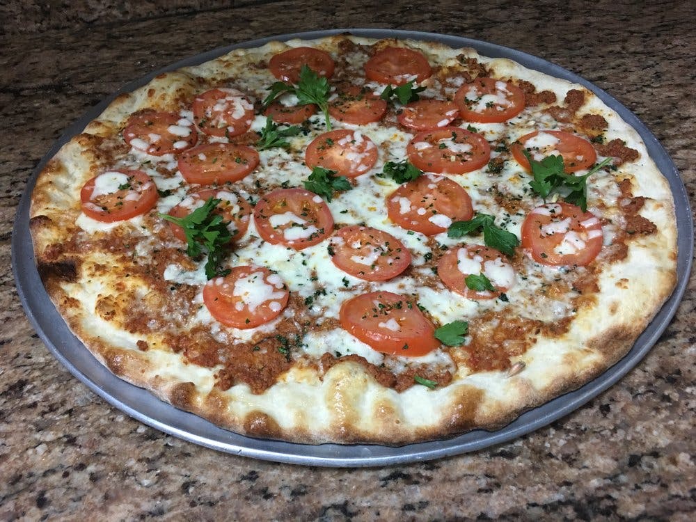 Order Margherita Pizza with Three Toppings - Small 12'' food online from Grandma'A Ny Pizza store, Lawrenceville on bringmethat.com