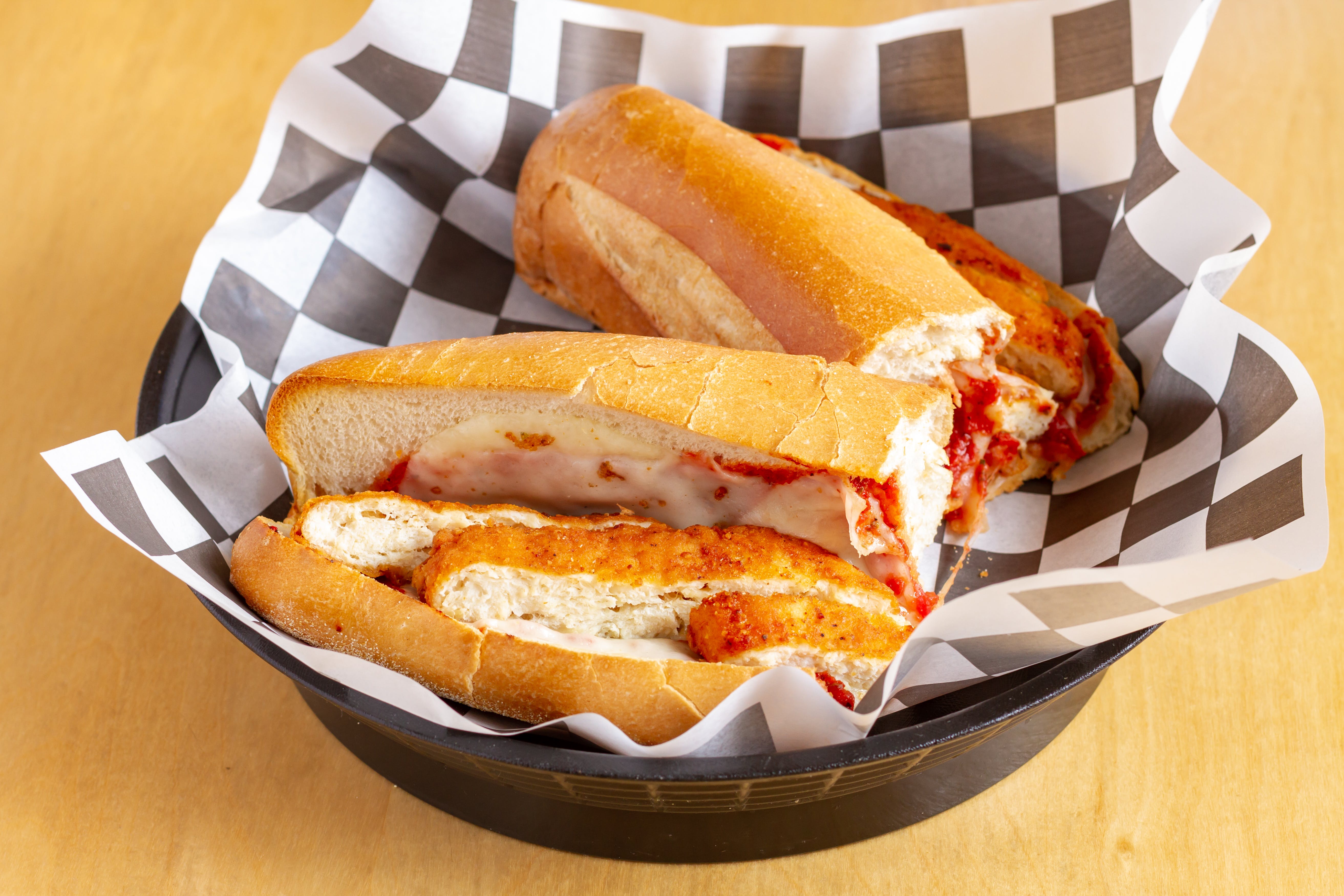 Order Chicken Parmesan Sub - Large 12'' food online from My Three Sons store, Edgewood on bringmethat.com