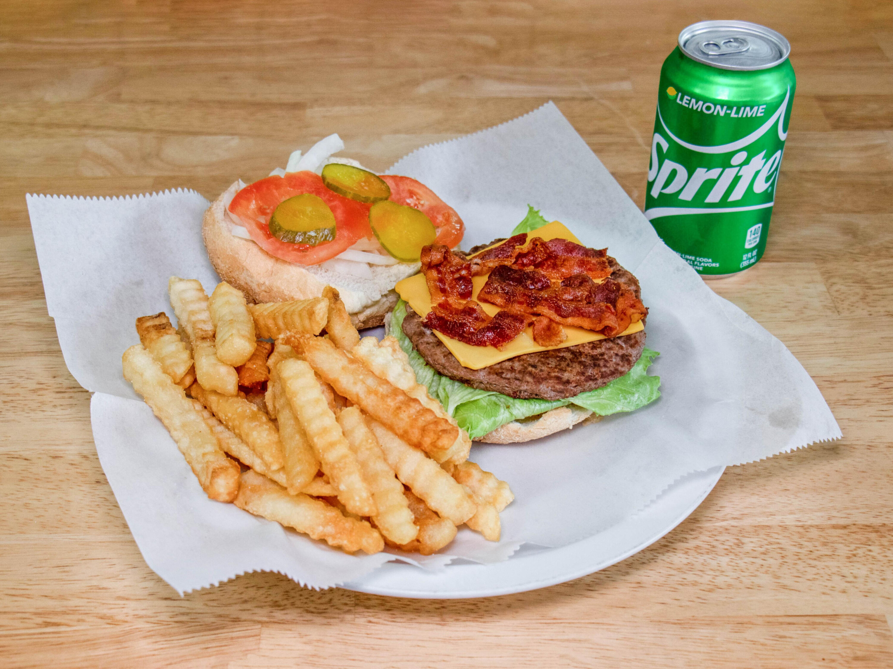 Order 9. Bacon Cheeseburger Combo food online from George's Steak N Things store, Fairfax Station on bringmethat.com