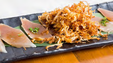 Order Seared albacore & Fried Onion food online from Muraya store, Los Angeles on bringmethat.com