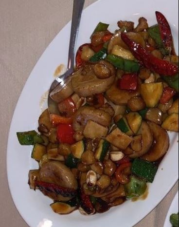 Order 42. Kung Pao Scallop food online from Chef Kenny's Asian Vegan store, Las Vegas on bringmethat.com