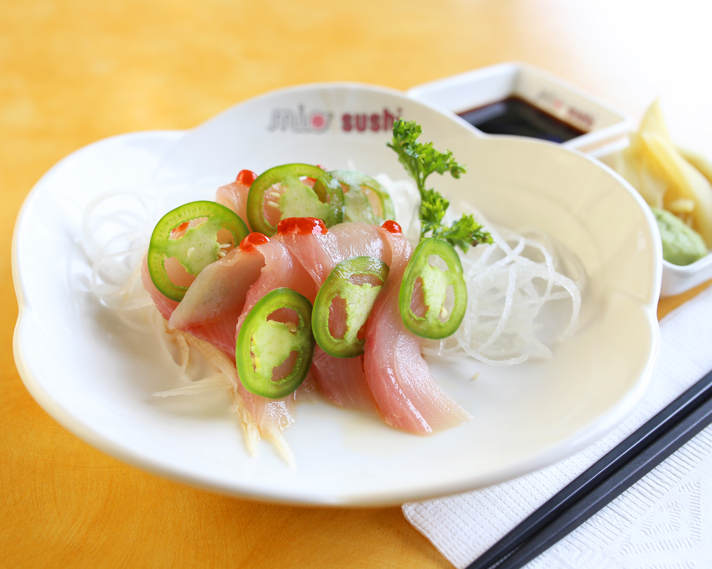Order Yellowtail Jalapeno food online from Mio Sushi store, Bend on bringmethat.com