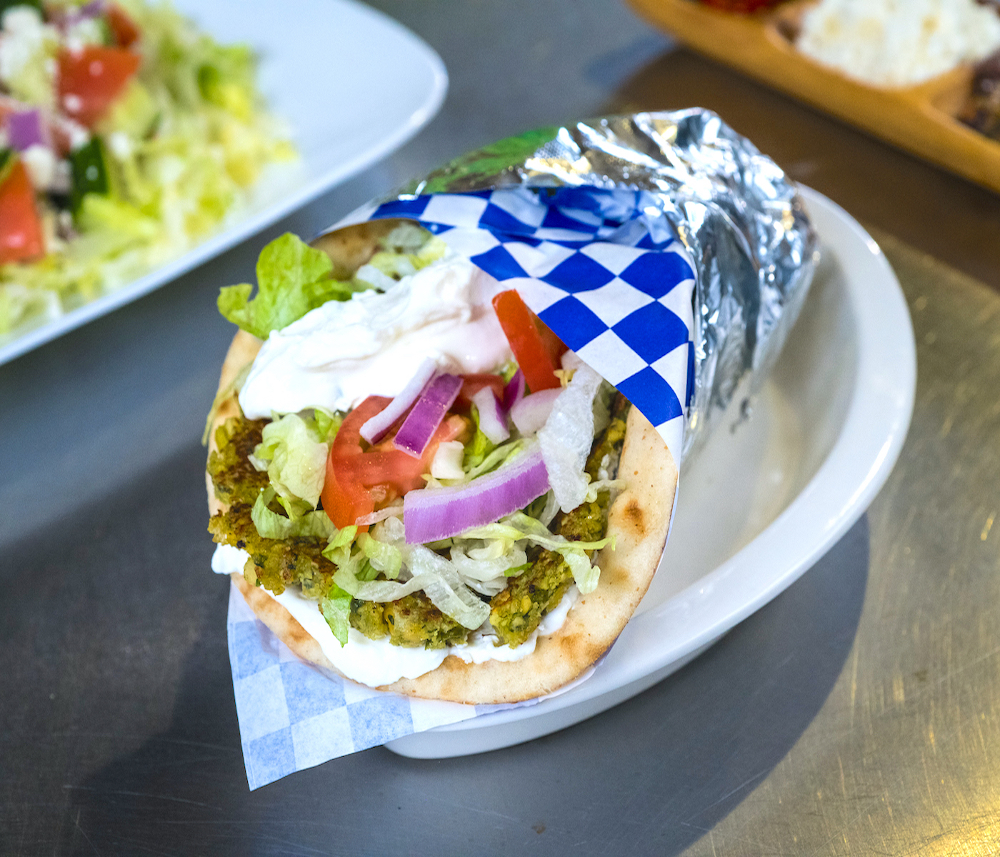 Order Grilled Falafel Gyro food online from The Mad Greek store, Tyrone on bringmethat.com
