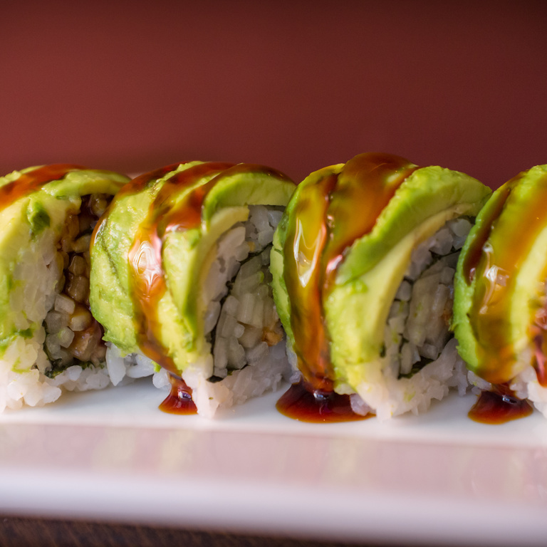 Order Dragon Roll food online from Asian Tea House store, Rensselaer on bringmethat.com