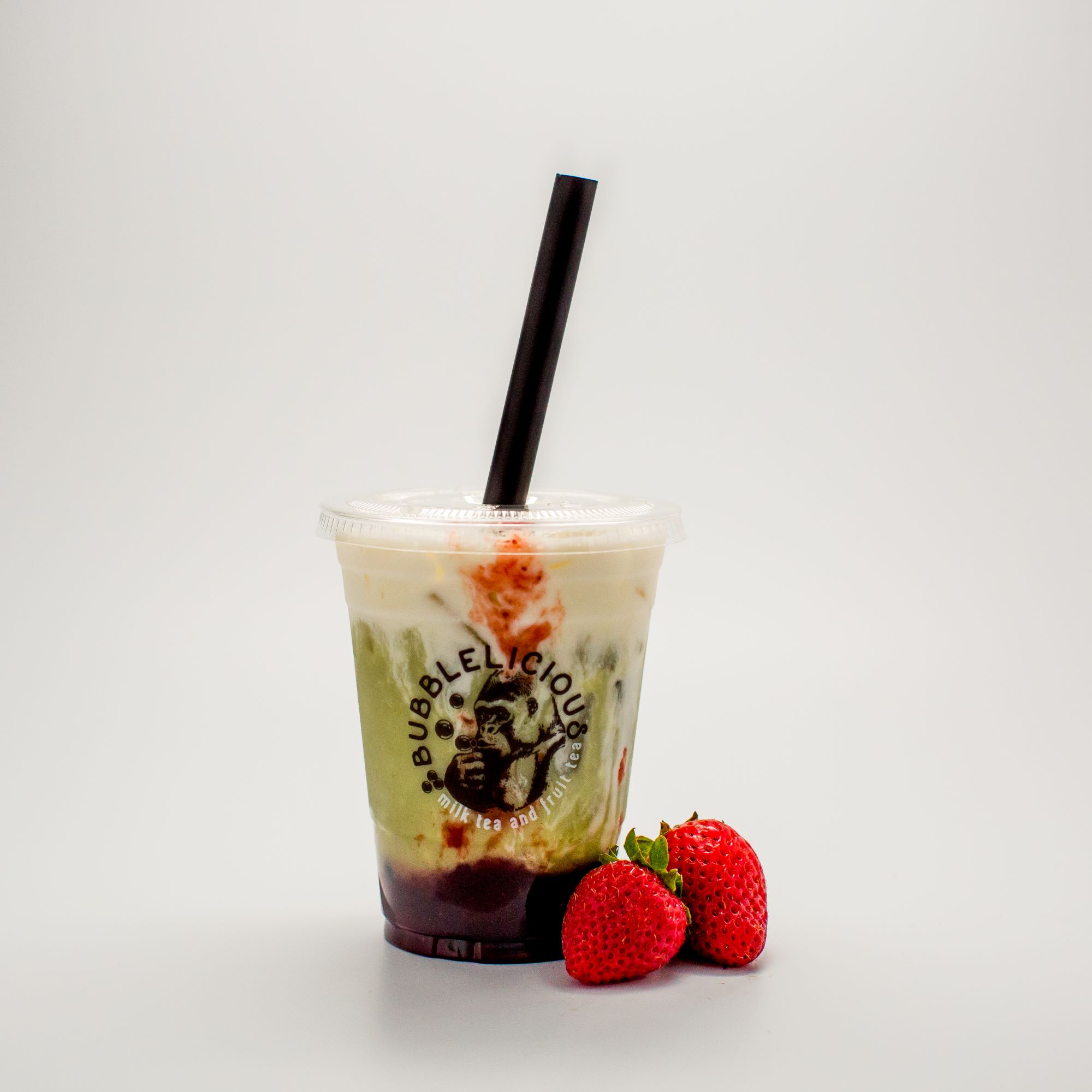 Order Strawberry Match Tea Latte food online from Bubblelicious store, Greendale on bringmethat.com