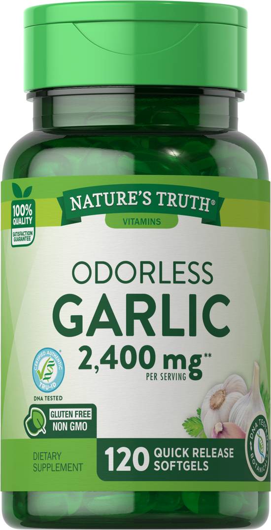 Order Nature's Truth High Strength Odorless Garlic Softgels 2400 mg (120 ct) food online from Rite Aid store, Palm Desert on bringmethat.com