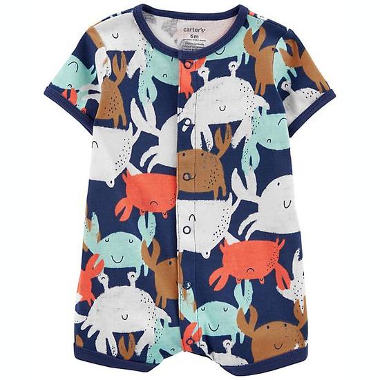 Order carter's® Newborn Crabs Cotton Snap-Up Romper in Blue food online from Bed Bath & Beyond store, Lancaster on bringmethat.com