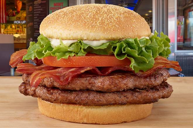Order Bacon Hamburger food online from Portillo's Hot Dogs store, Rolling Meadows on bringmethat.com