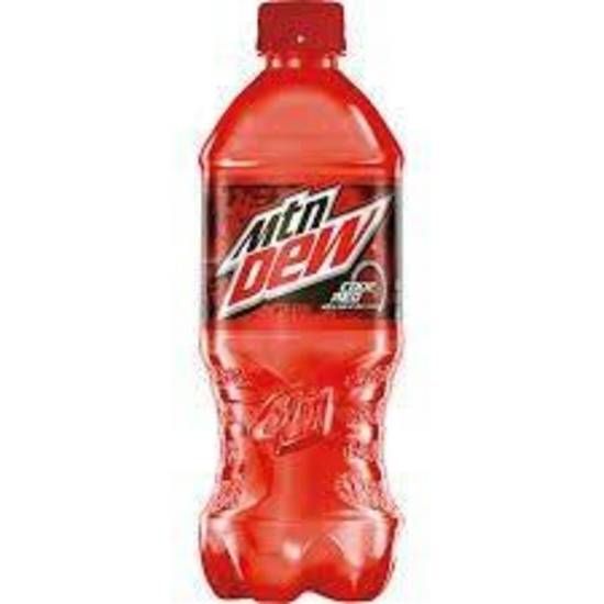 Order Mtn Dew Code Red 20 Oz. Bottle food online from IV Deli Mart store, Goleta on bringmethat.com