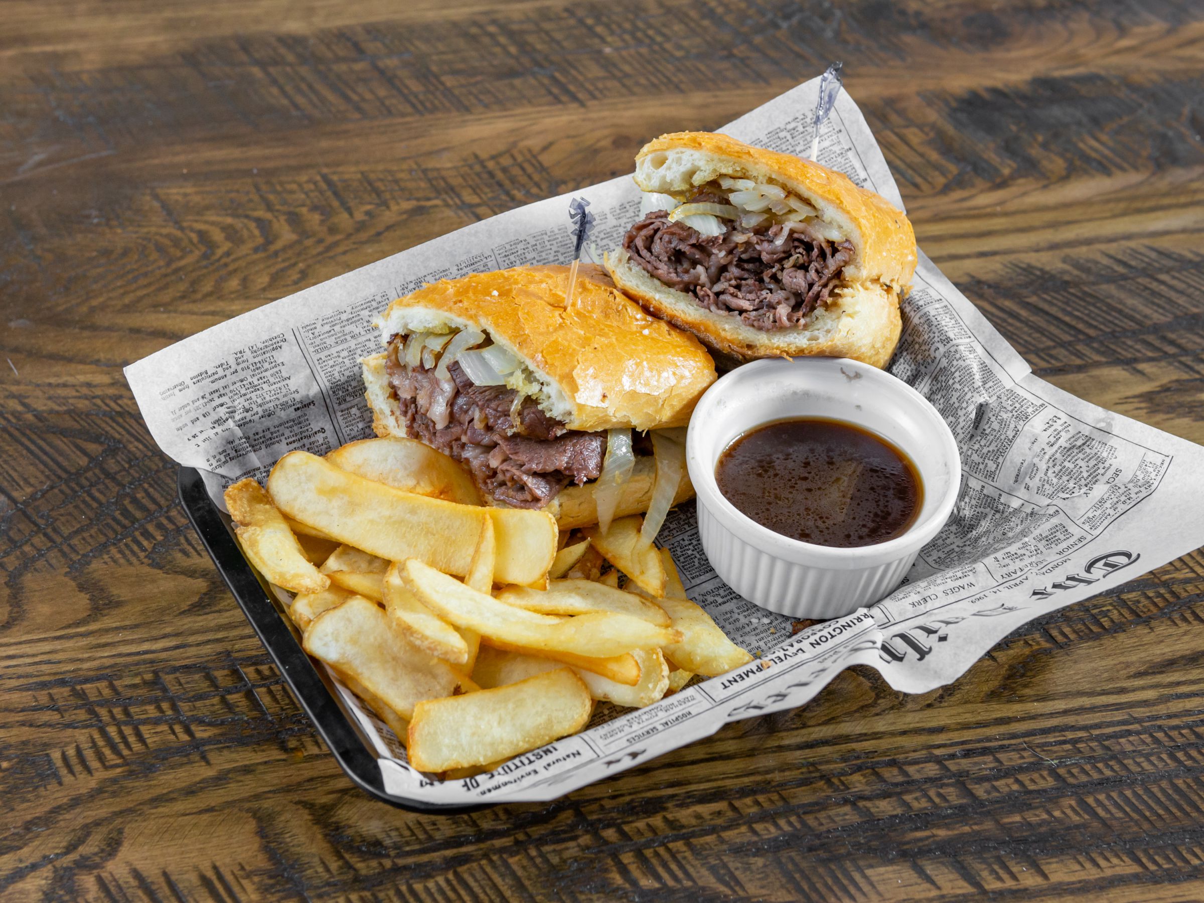 Order Prime Rib French Dip Sandwich food online from Beacon Tavern & Grill store, Racine on bringmethat.com