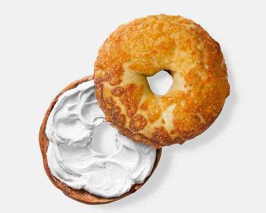 Order Asiago Bagel with Cream Cheese food online from Caribou Coffee store, Atlanta on bringmethat.com