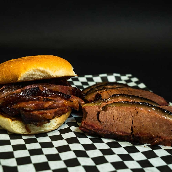 Order LG Beef Brisket Sandwich food online from Baby Back Blues Bbq store, Plainfield on bringmethat.com