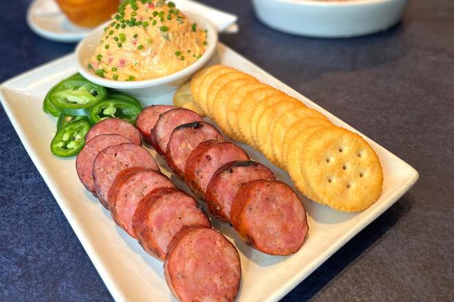 Order Smoked Sausage, Pimento Cheese and Crackers food online from Blue Smoke store, New York on bringmethat.com