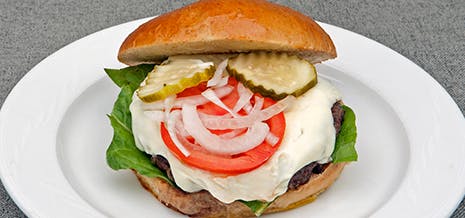 Order Cheeseburger Deluxe - Burger food online from Palermo's Pizza store, Royersford on bringmethat.com
