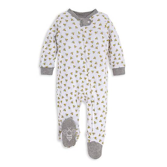 Order Burt's Bees Baby® Size 0-3M Honey Bee Organic Cotton Footie in White/Grey food online from Bed Bath & Beyond store, Lancaster on bringmethat.com