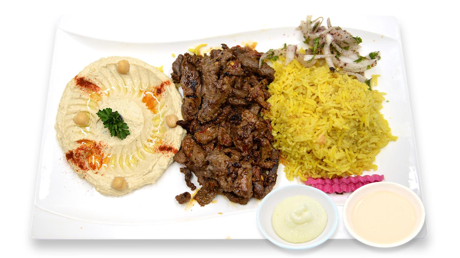 Order BEEF SHAWARMA PLATTER food online from Kabob Korner store, Katy on bringmethat.com