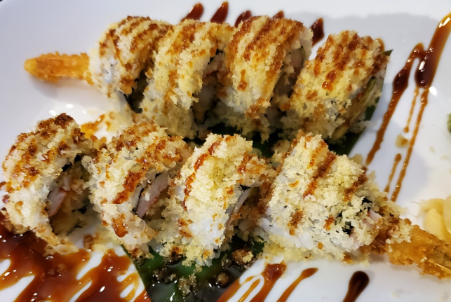 Order Shrimp Crunch Roll food online from Iron Fish Sushi & Grill store, Pflugerville on bringmethat.com
