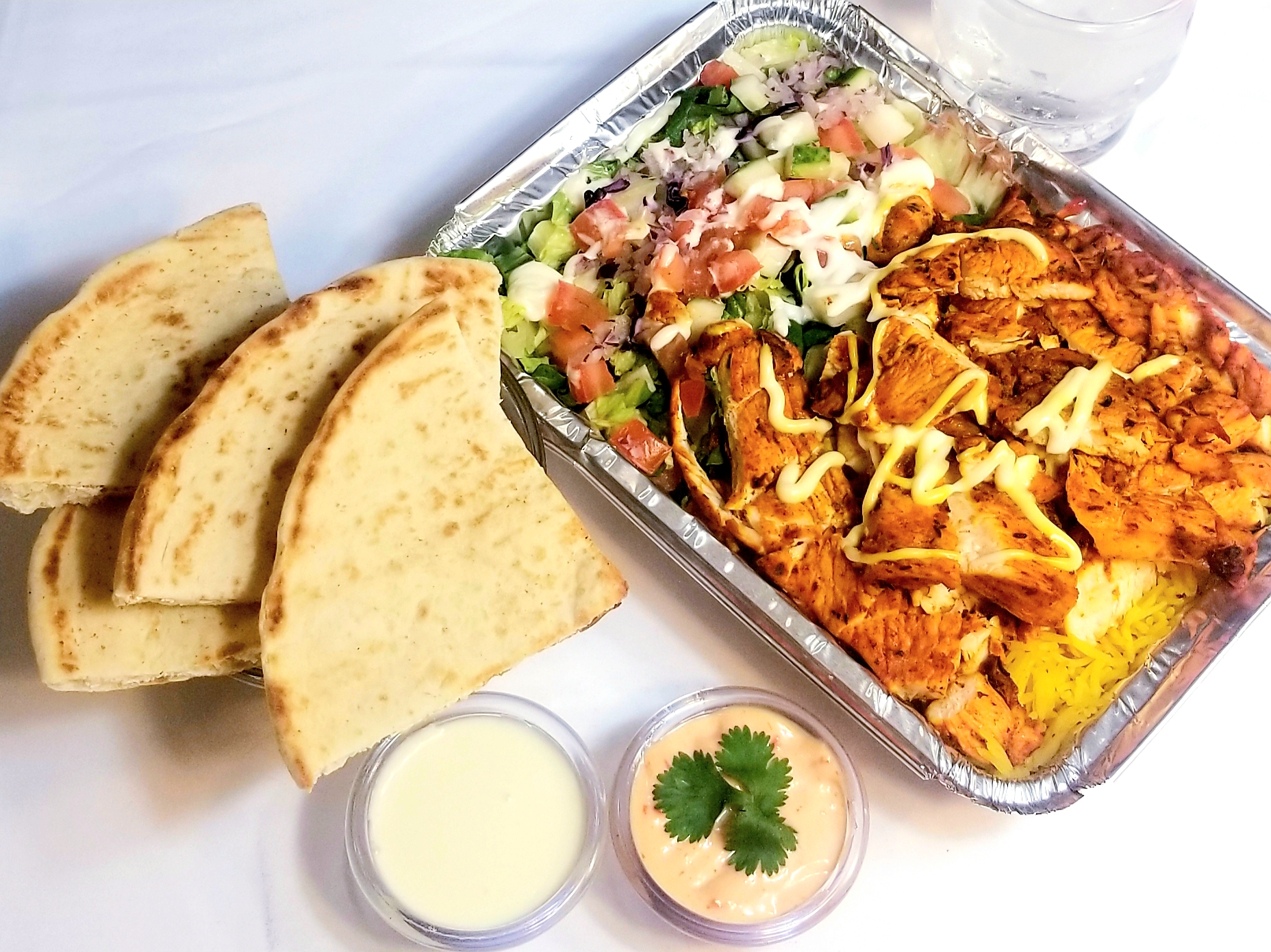 Order Grilled Chicken Over Rice Platter Combo food online from Gyro Eats store, New York on bringmethat.com