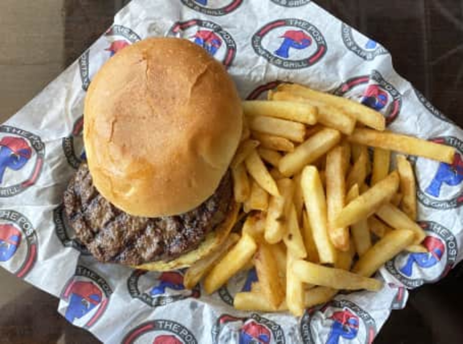 Order Kids Burger food online from The Post Sports Bar & Grill store, Creve Coeur on bringmethat.com