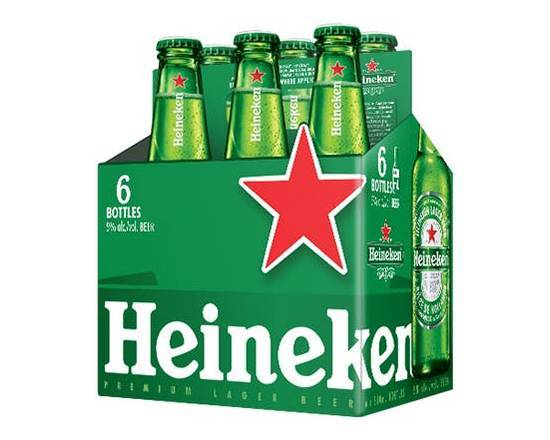 Order Heineken, 6pk-12oz bottle beer (5% ABV) food online from Samco Food Store store, Bakersfield on bringmethat.com