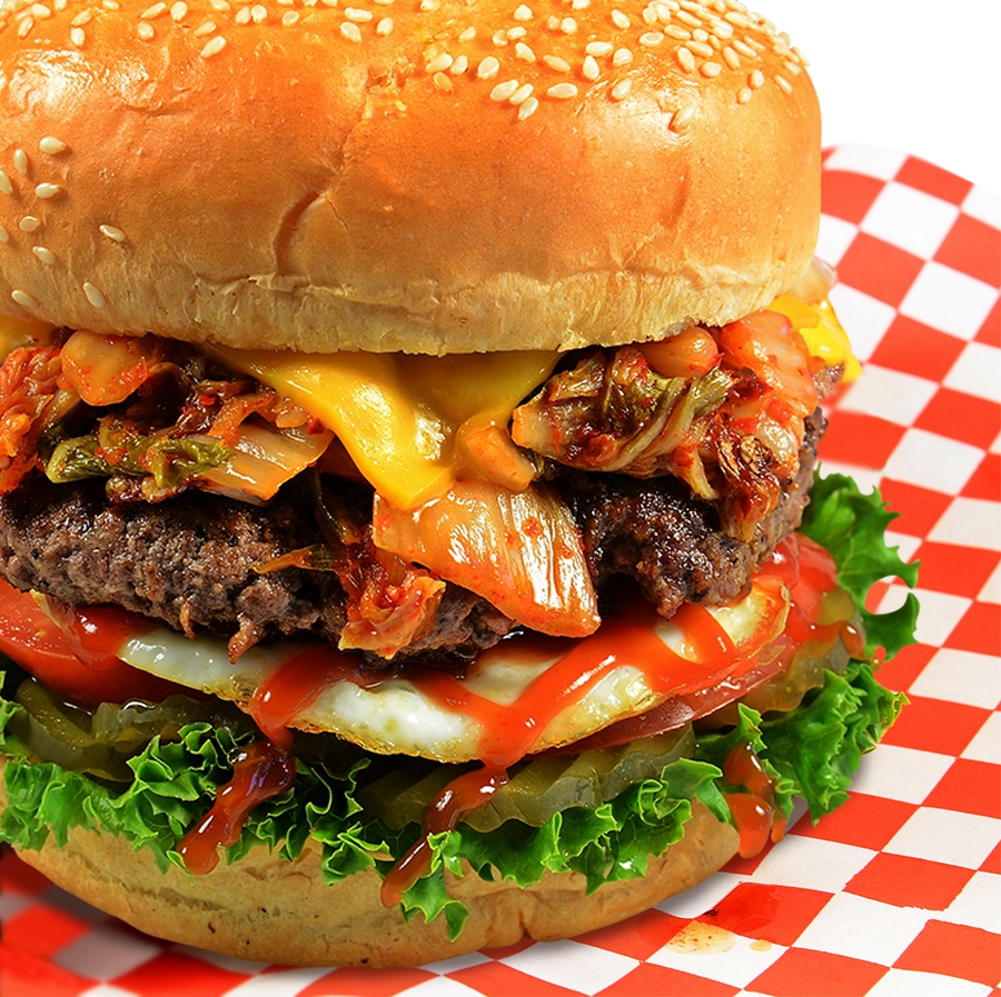 Order 2. Kimchi Burger food online from K Pop Burger store, The Colony on bringmethat.com