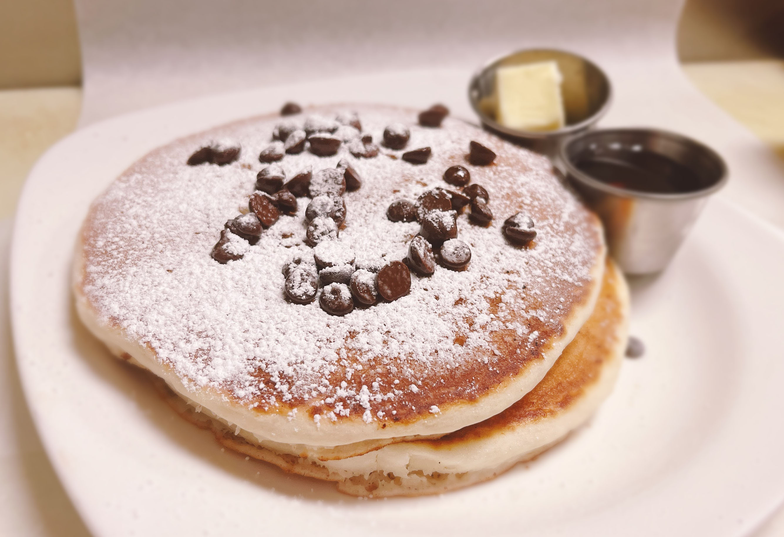 Order Chocolate Chip Pancakes food online from Emil's Burger and Breakfast store, Oakland on bringmethat.com
