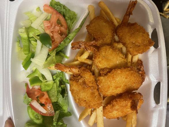 Order Jumbo Shrimp Over Salad (6 pcs) food online from Kennedy Fried Chicken store, Monticello on bringmethat.com