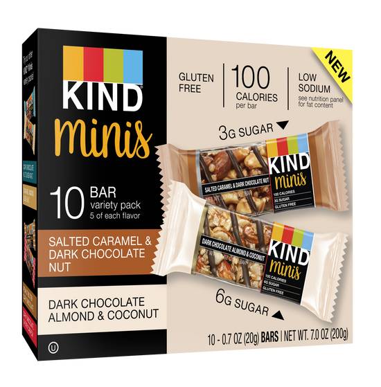 Order Kind Minis, 10 CT, Caramel Dark Choc Nut and Dark Choc Almond Coconut food online from CVS store, LYNCHBURG on bringmethat.com