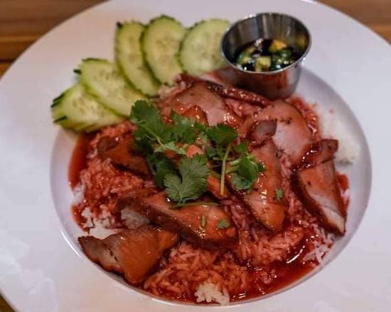 Order BBQ Pork & Rice (Kaw Moo Dang) food online from Thai Zappz store, Overland Park on bringmethat.com