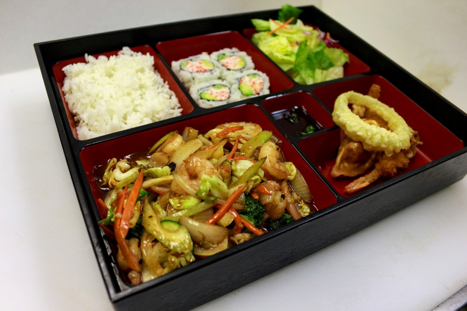 Order Sizzling Shrimp Teriyaki Bento food online from Doshirock store, Haltom City on bringmethat.com