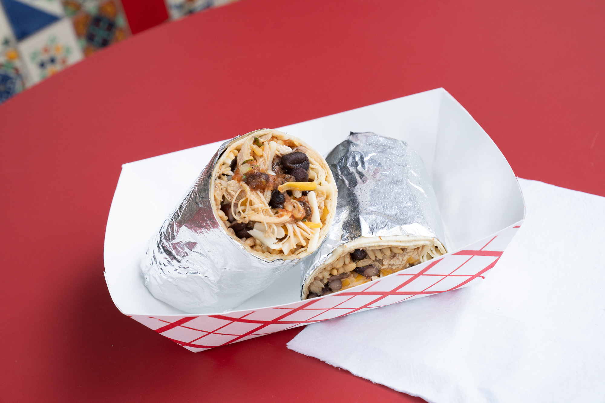 Order The  Bangin' Chicken Burrito - "Pollo Poblano!" food online from El barrio burritos store, Brooklyn on bringmethat.com