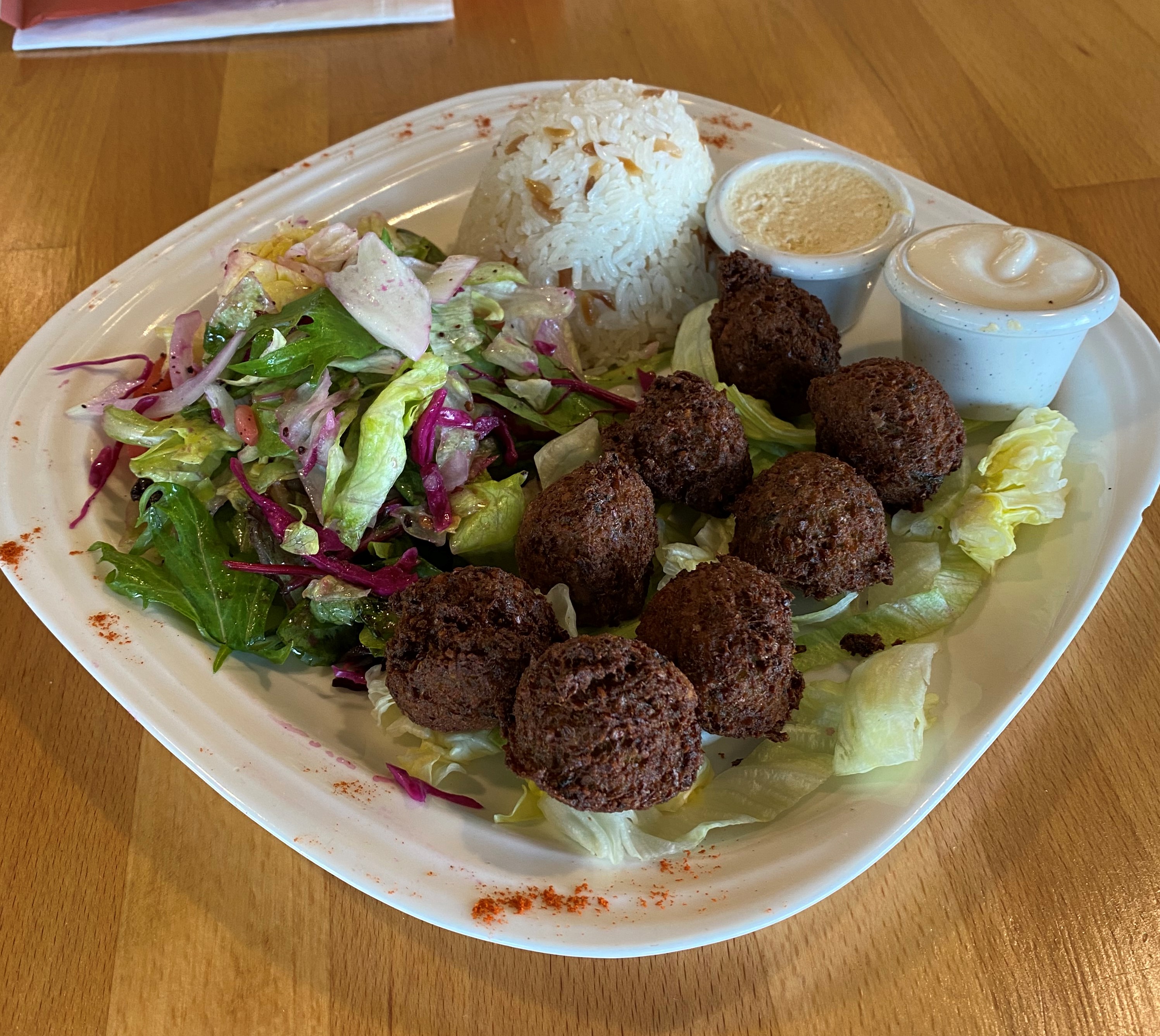 Order Falafel Dinner Plate food online from Zara Cafe Grill store, Staten Island on bringmethat.com