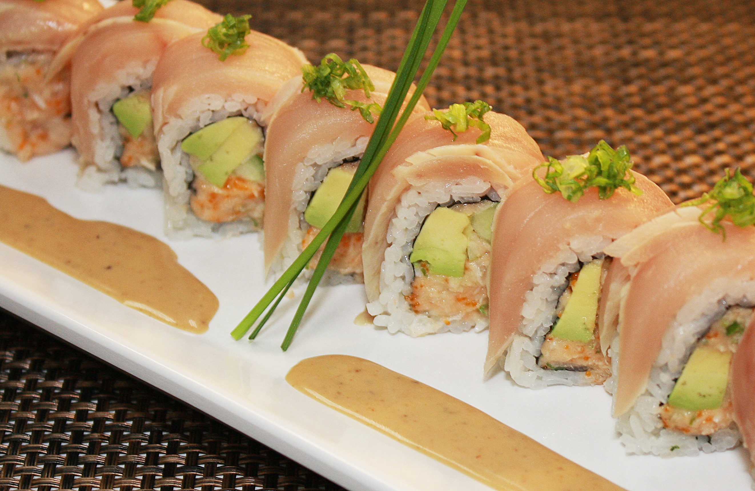 Order Albacore Delight Roll food online from Oki Doki Roll & Sushi store, Brea on bringmethat.com