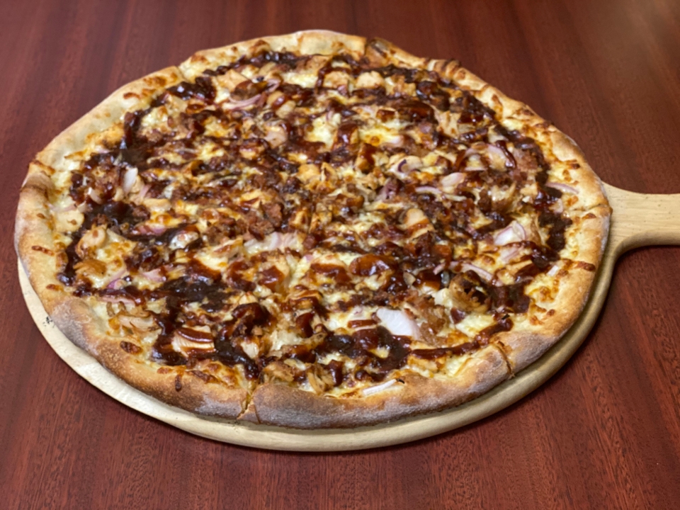 Order Med BBQ Chicken Pizza food online from Piemonte Pizza & Grill store, Providence on bringmethat.com