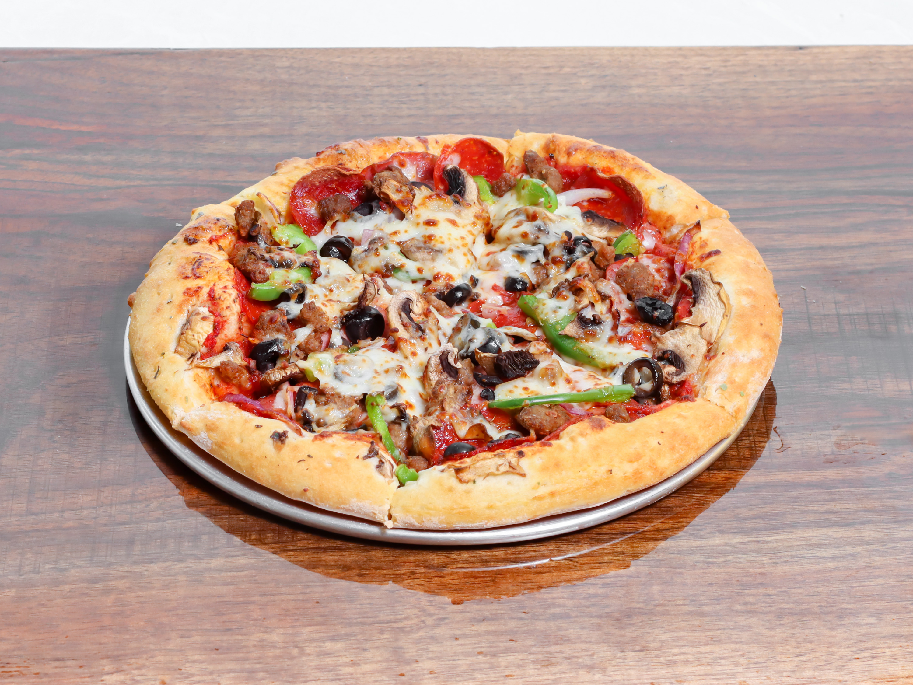 Order The Works Pizza food online from Shelby Pizza store, Mckinney on bringmethat.com