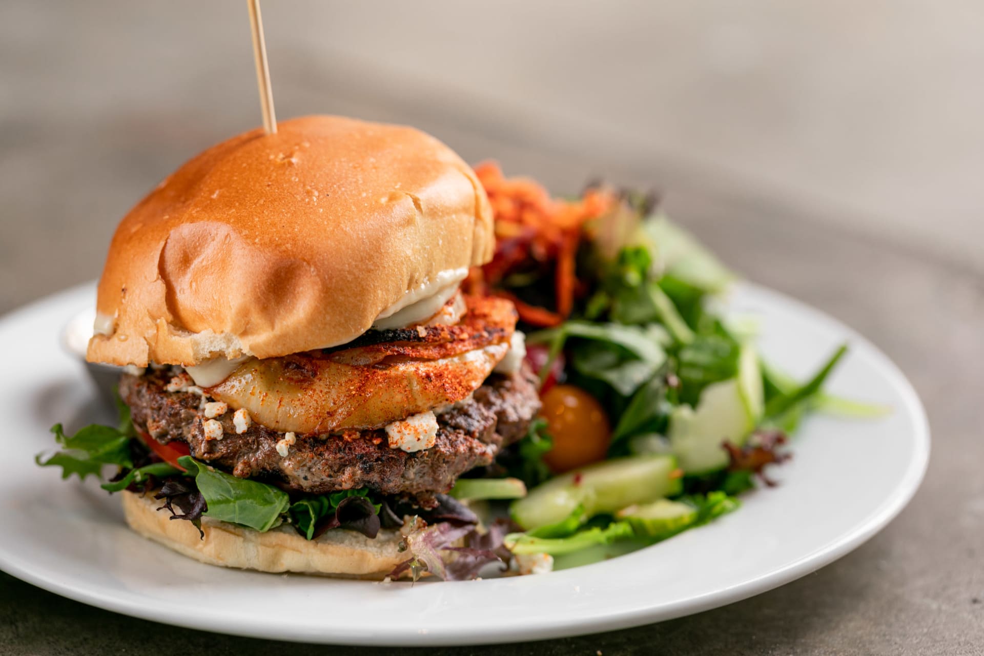 Order Black and Blue Burger food online from Rincon Brewery store, Ventura on bringmethat.com
